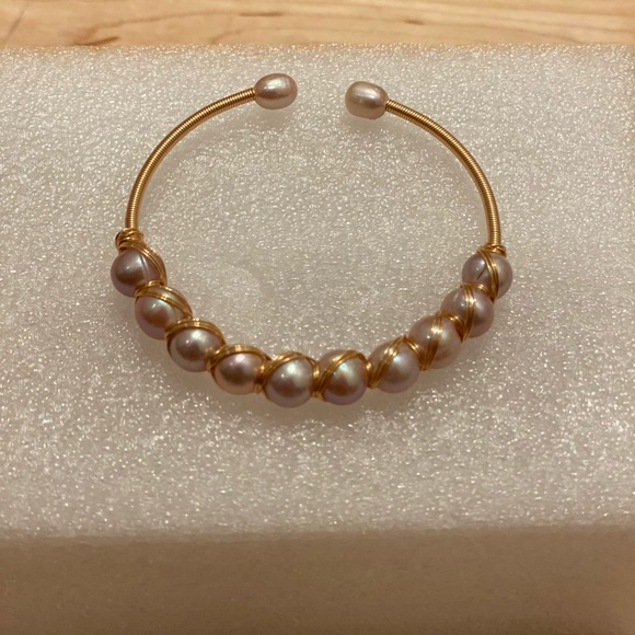 Natural Real Fresh Water Pearl Bracelet 14K gold plated *NEW* - Picture 5 of 5